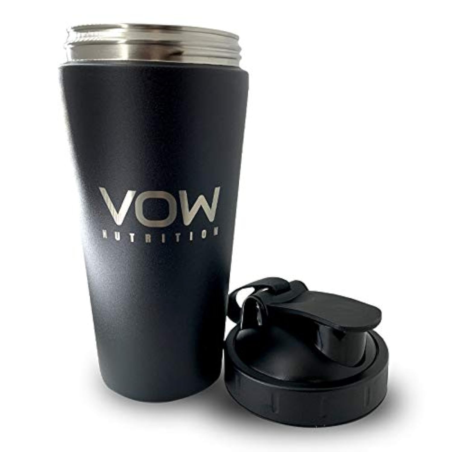 Vow Nutrition Matt Black Premium Stainless Steel Protein Shaker | Durable Water Bottle, Leak Proof, Dishwasher Safe, 750Ml (Matt Black)