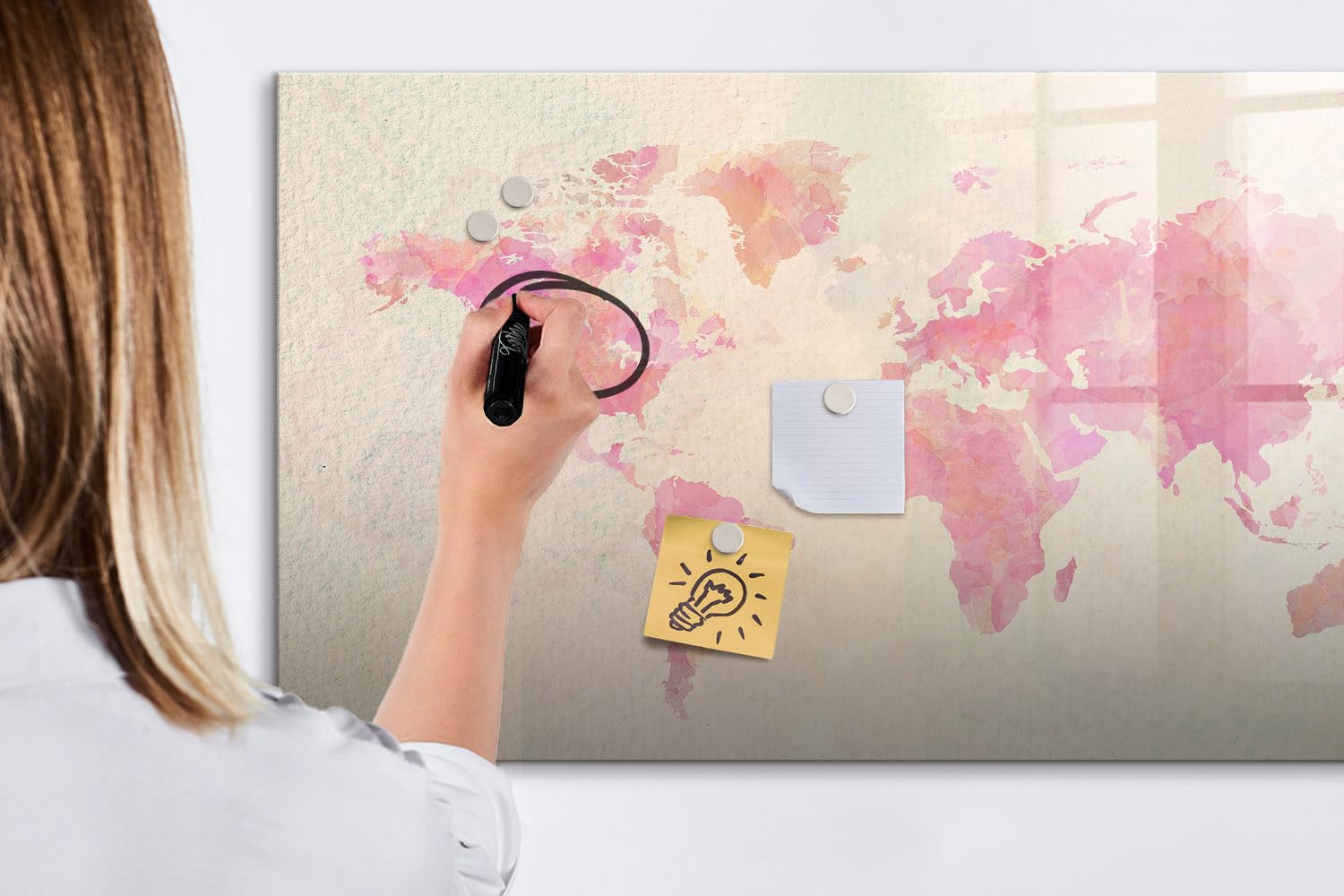 Lavagna in vetro magnetica da parete 120x60 cm | Mappa ad acquerello