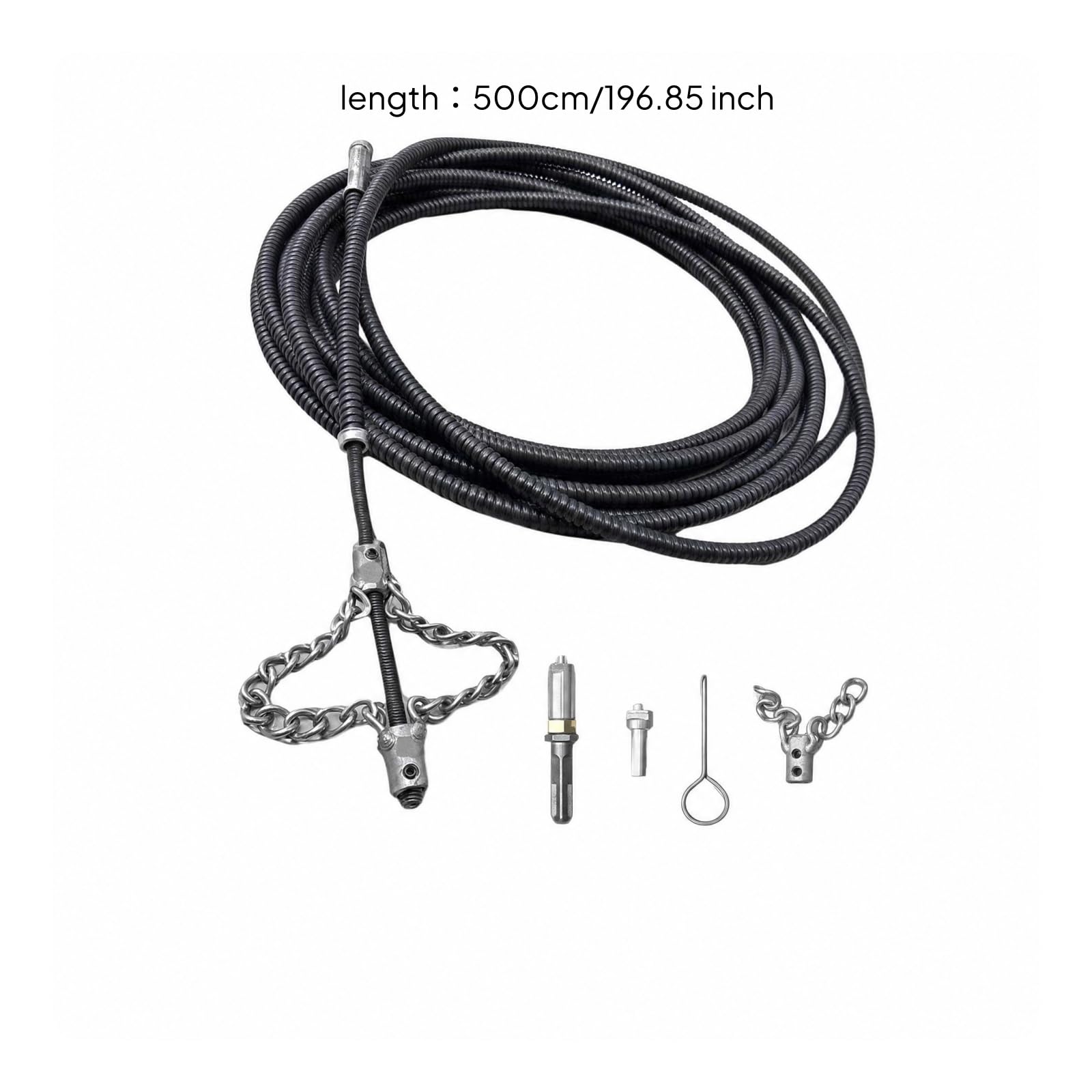 Desatascador de Desagües Cable Muelle Limpiador Manual para Tuberías Núcleo de Resorte Robusto con Acoplamiento Metálico Seguro Adecuado para Hogares, 5 Metros