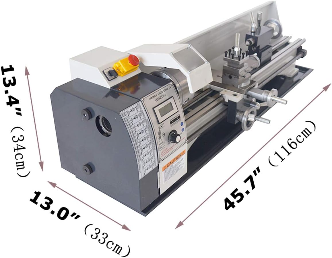 TECHTONGDA 8X31” Precision Metal Lathe Variable Speed Bench Lathe 900W Brushless Motor DIY Mini Lathe Wood Lathe 110V