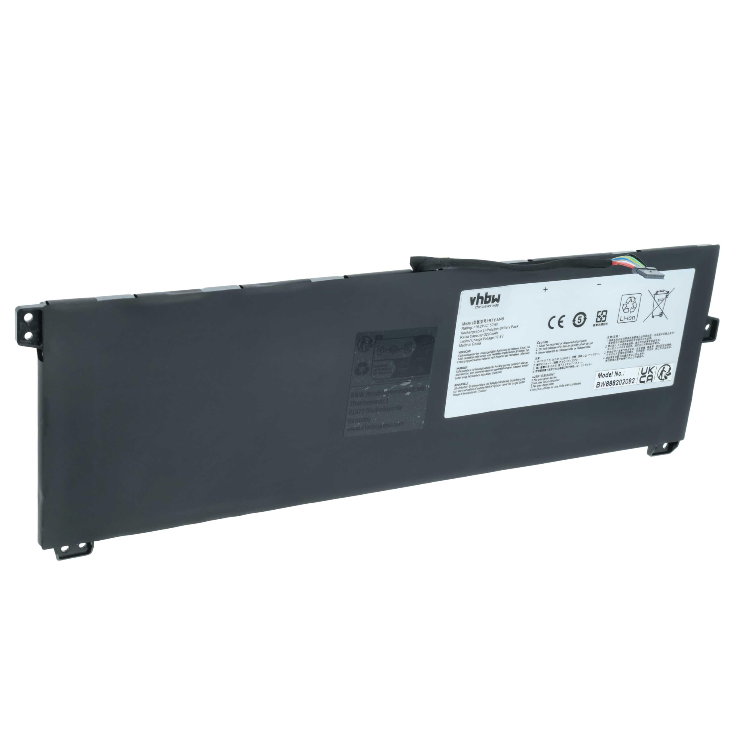 vhbw batteria sostituisce MSI BTY-M48, 4ICP5/41/119 per notebook (3250mAh, 15,2V, Li-Poly)