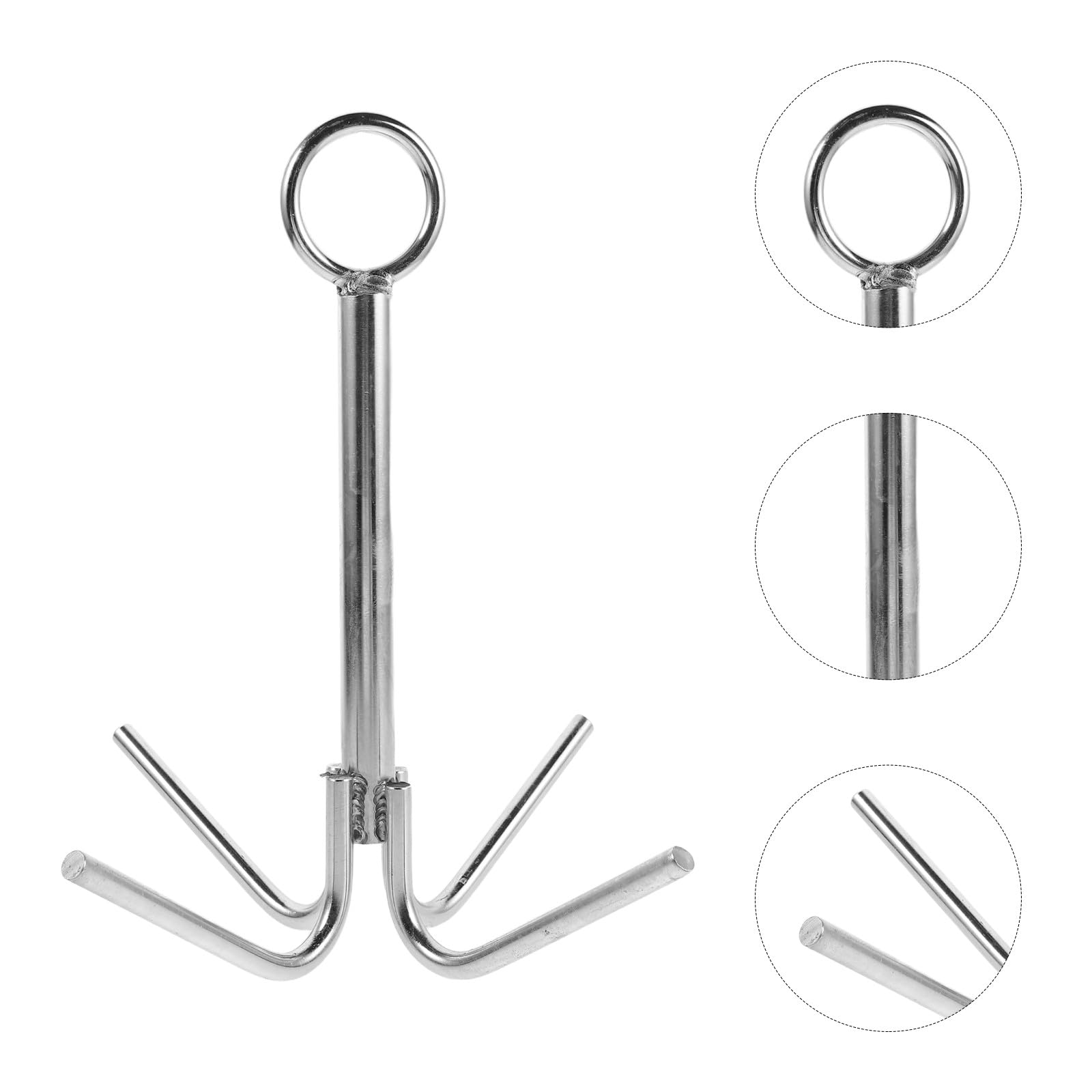 Cabilock Ancla de Acero Inoxidable de 4 Puntas para Embarcaciones, Gancho de Anclaje Marino Resistente para y Pesca, Accesorio de Amarre Seguro para Uso en Pontones y Navegación
