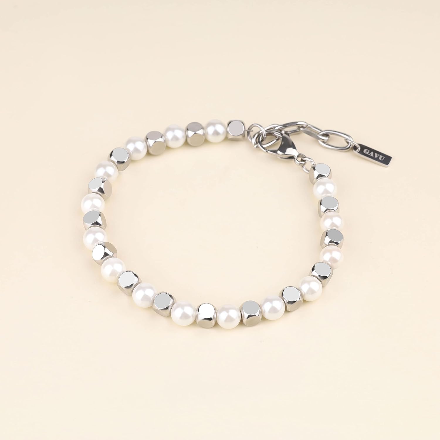 GAVU Men's Crystal Simple Beaded Bracelet for Men