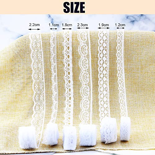 Billioteam 60 Yards White Lace Trim Ribbon,12 Rolls Crochet Sewing Assorted Patterns White Cream Vintage Floral Lace Ribbons For Sewing Diy,Gift Wrap,Scrapbooking,Dollies,Bridal Shower Wedding Decor #TOP1