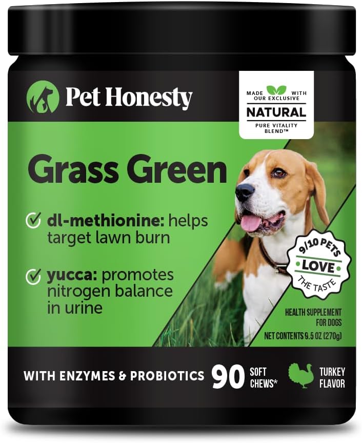 Grass Green Dog Chews – Urine Neutralizer for Lawn, Dog Pee Grass Helps Yard Stay Green Addressing Burn Spots with Probiotics & Enzymes (Turkey)