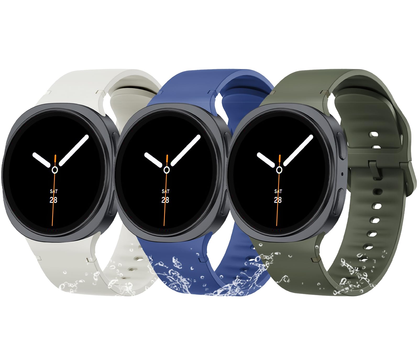 ZXgomg 3 Pack Strap Compatible for Samsung Galaxy Watch 8/8 Classic band,No Gap One Click Soft Silicone Replacement Strap for Galaxy Watch 8 40 44mm/8 Classic 46mm Men Women