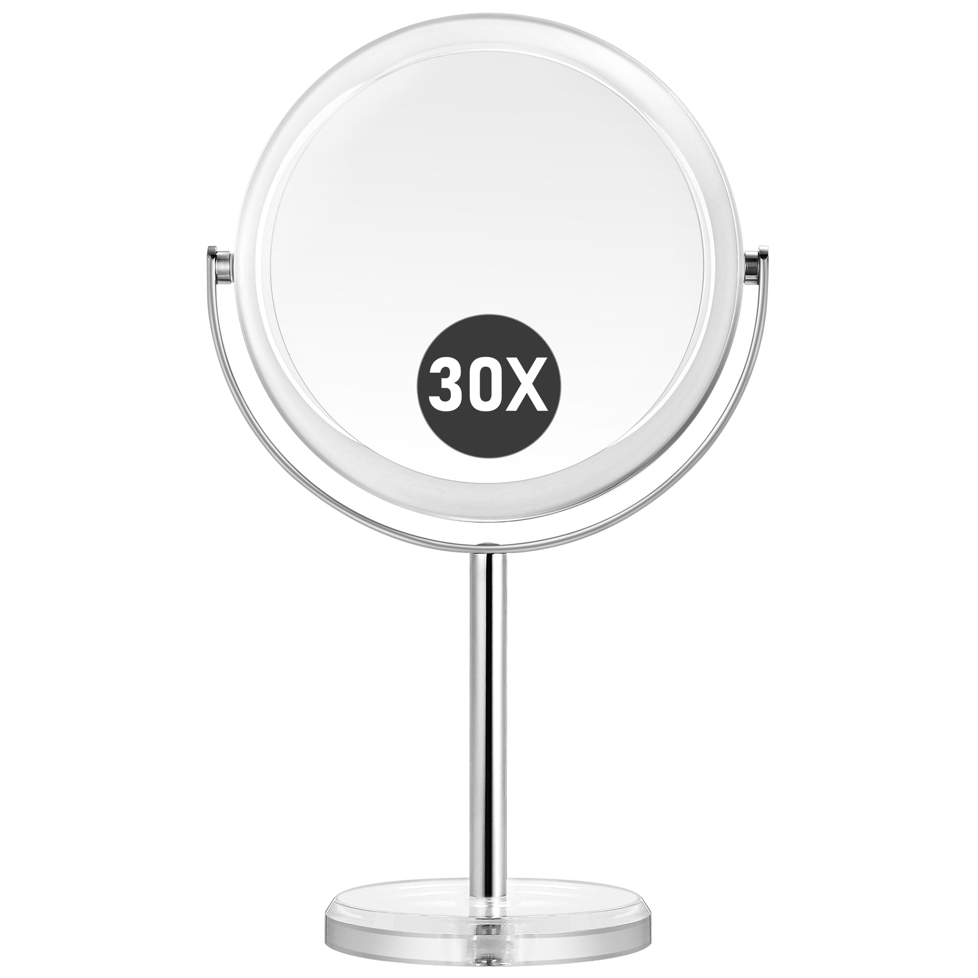 Espejo Maquillaje, Espejo Aumento x30, Espejo de Aumento con rotación de 360°, Espejo de Maquillaje de 32.5x20 cm con Base, Espejo Aumento para el baño, Espejo de Mesa Delicado