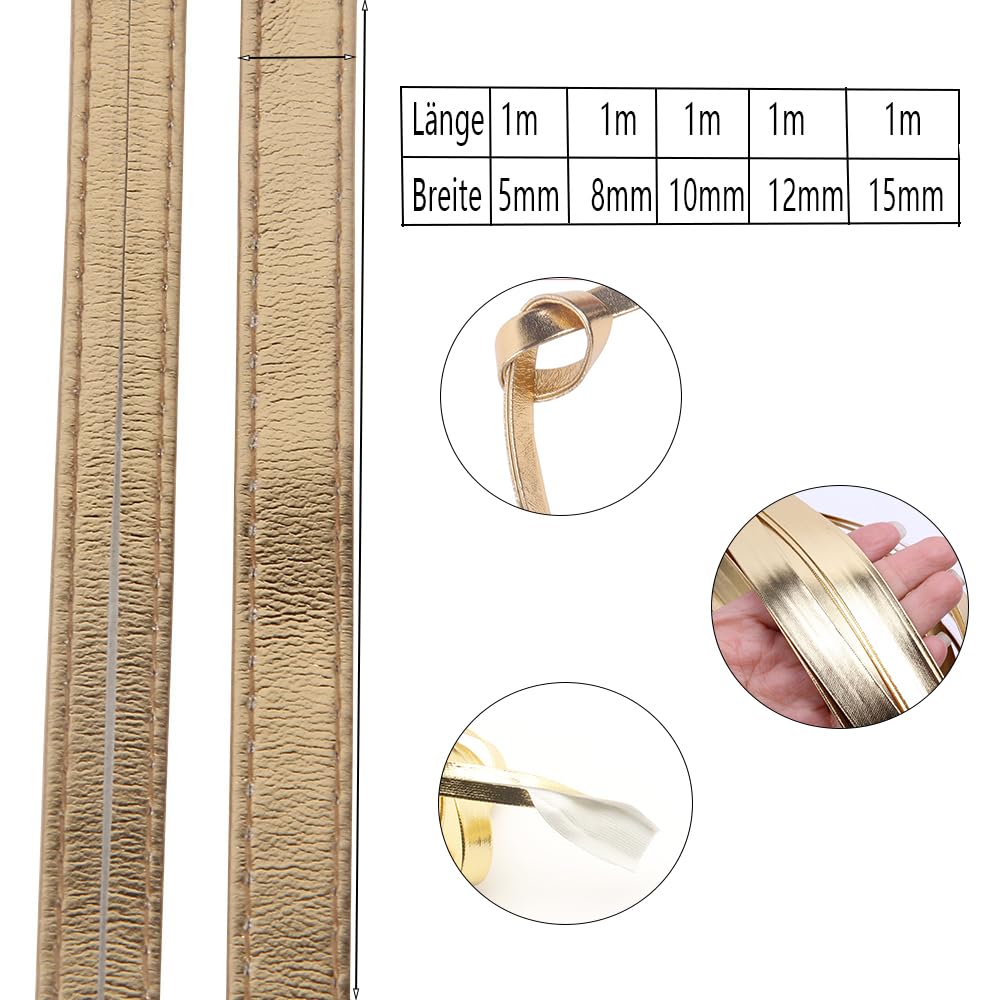 Metallische Lederstreifen 100 Stück 15mm*1m Flach Glitter Metallische Lederschnur Für DIY Schmuckherstellung Kleidung Armband Gürtel Taschen Träger Deko Für Heimwerker Nähen Säumen Basteln