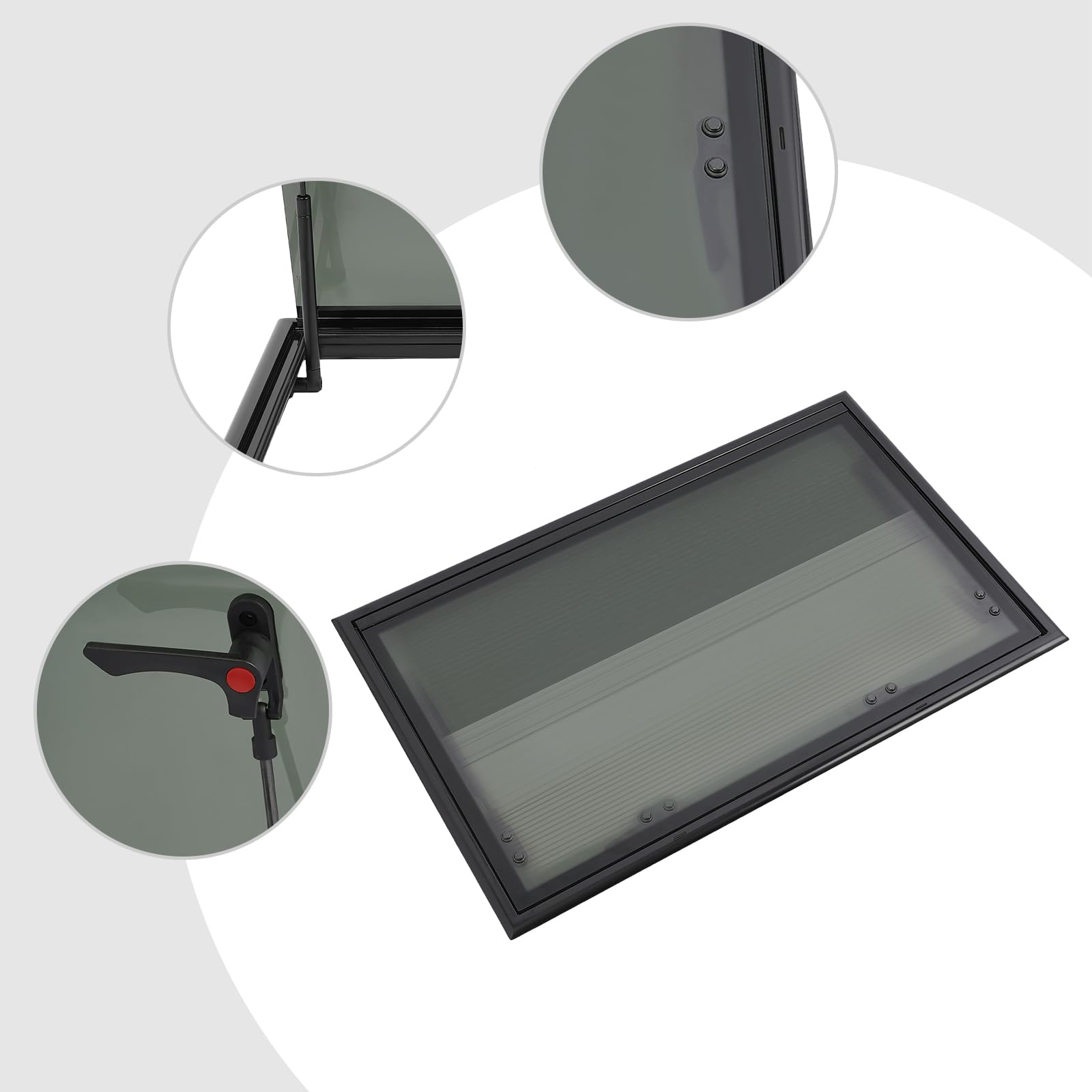Finestra di esposizione per camper con tenda avvolgibile integrata e zanzariera, finestra laterale, finestra per camper e roulotte, furgoni e camper (800 x 500 mm)