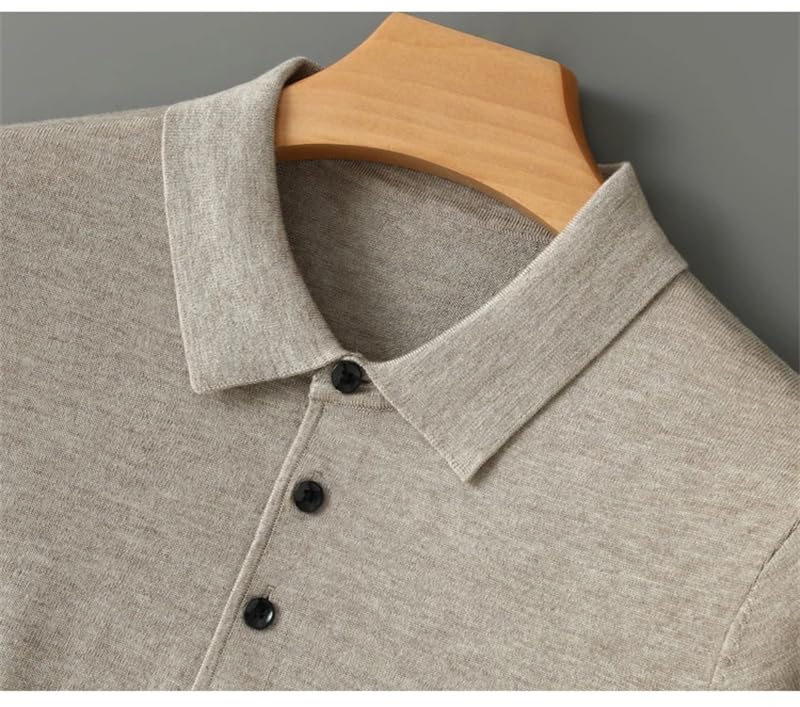 Men's Long Sleeve Polo Neck Wool Sweater Business Casual Solid Pullover Bottoming Top3