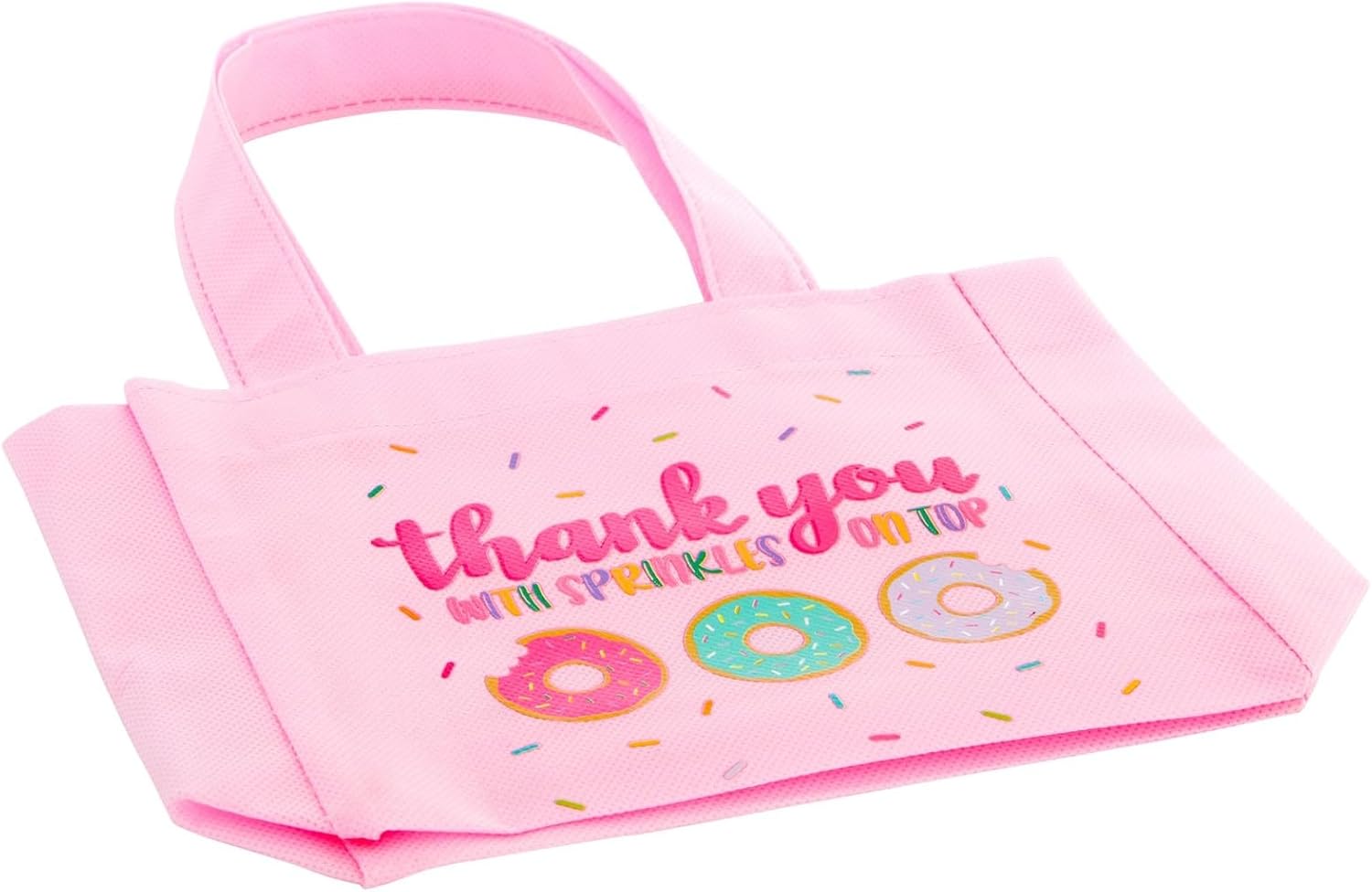 BLUE PANDA Donut Goodie Bags - 6.5 x 7 x 2 In, Pink, Pack of 24 - Party Favor Bags for Girls' Birthday, Donut Party Favors, & Baby Shower
