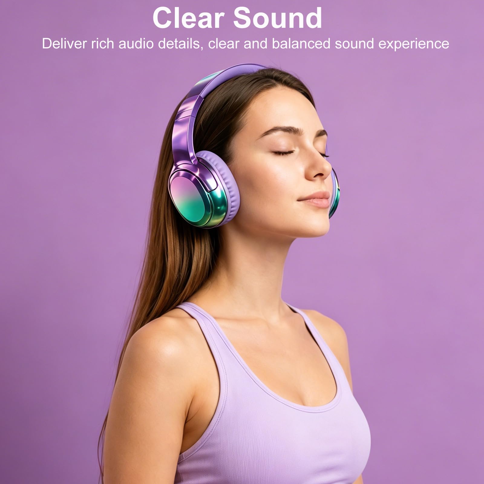 Joysico Auriculares Bluetooth para niños, adolescentes, niñas, mujeres, con micrófono, tiempo de reproducción de 55 horas, límite de volumen de 85/94 dB, cable auxiliar para uso escolar, viajes