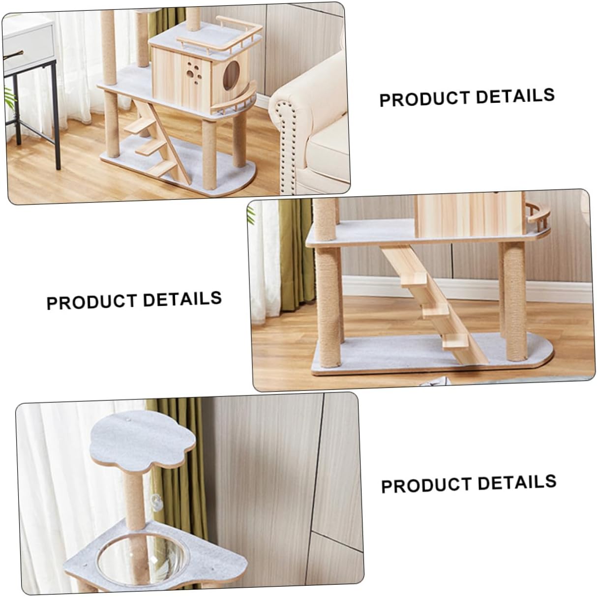 SHINEOFI Large Solid Wood with Multi-Layer Cat Climber and Felt Cover Four-Season Indoor for Cats and Kittens