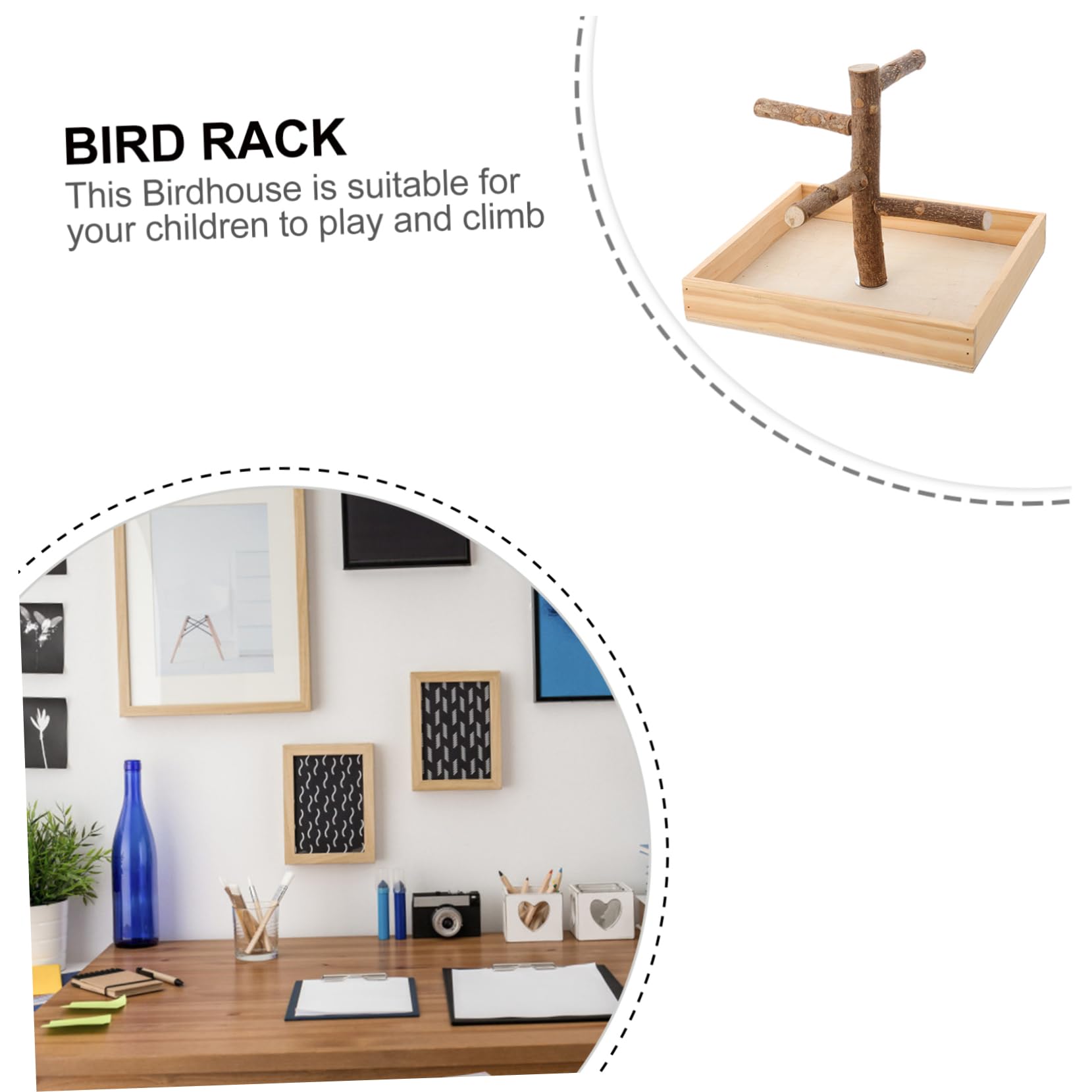 BESPORTBLE Percha de Madera para Loros Ramas de Actividad, Soporte Seguro para Pájaros Pequeños, Juguete Interactivo Que Fomenta el Ejercicio Entretenimiento
