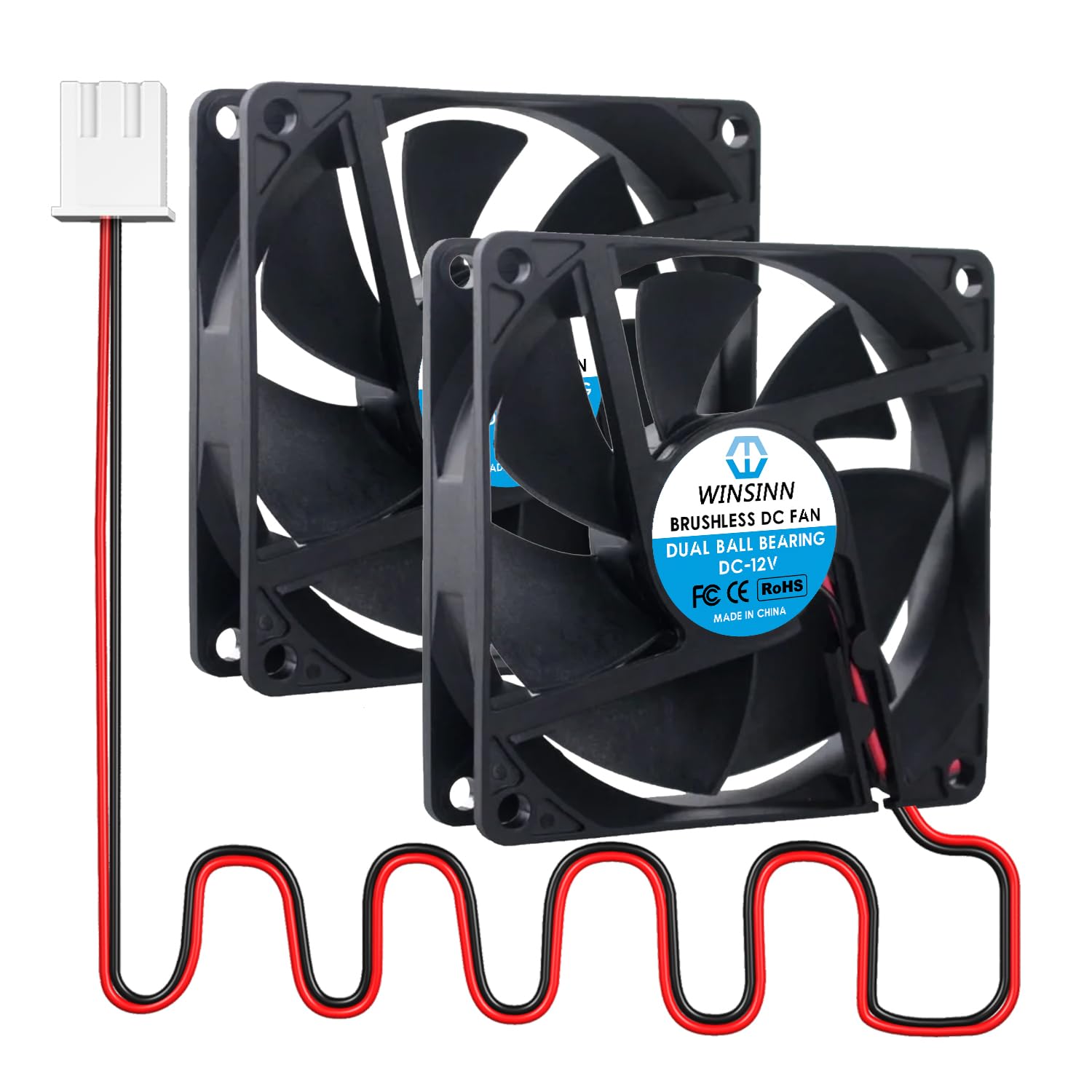 Amazon.com: WINSINN DC 80mm Fan 12V 8020 Dual Ball Bearing
