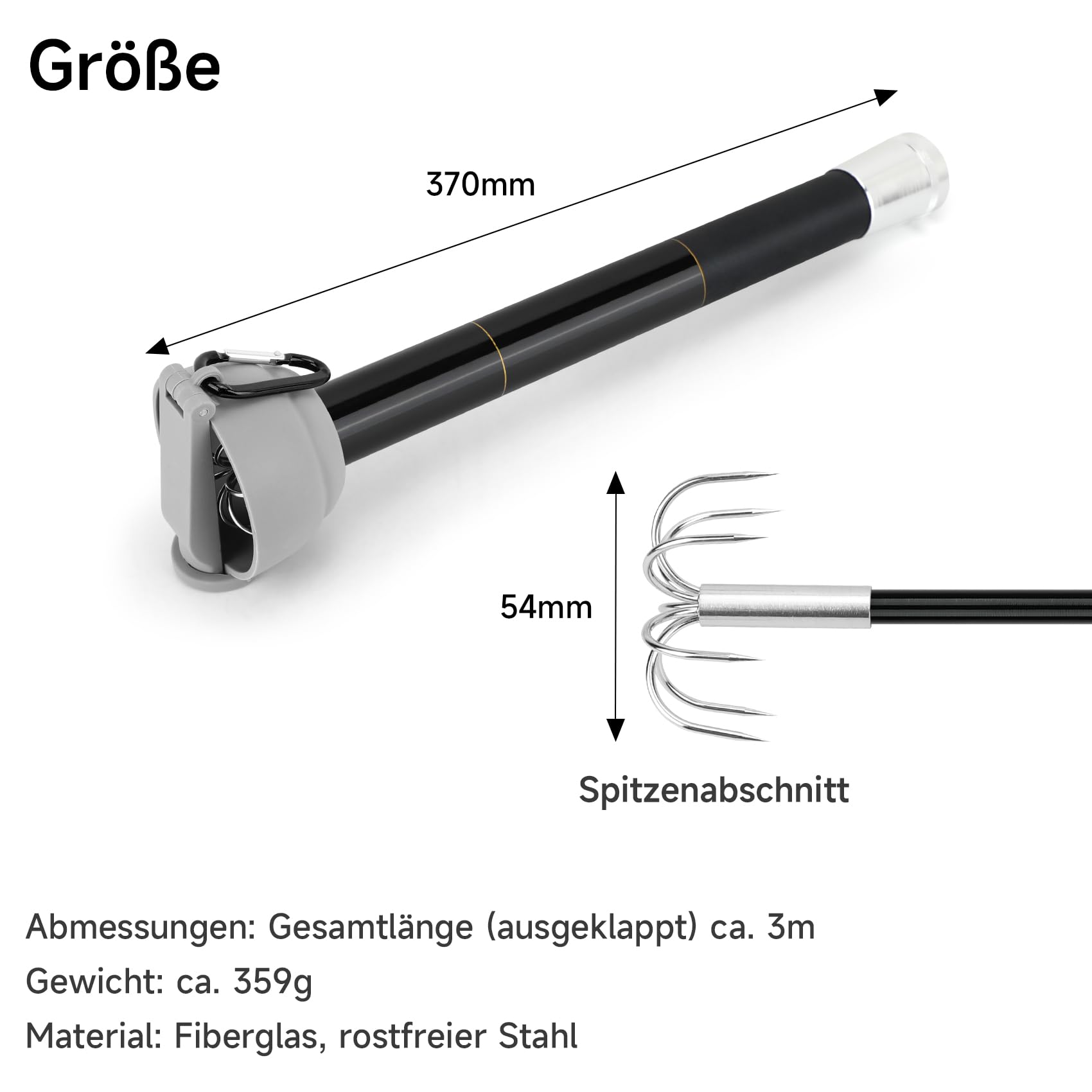 KOMCLUB Fisch Gaff Haken | Stahlhaken für Tintenfische & Kalmare, sicherer Halt ohne Abrutschen