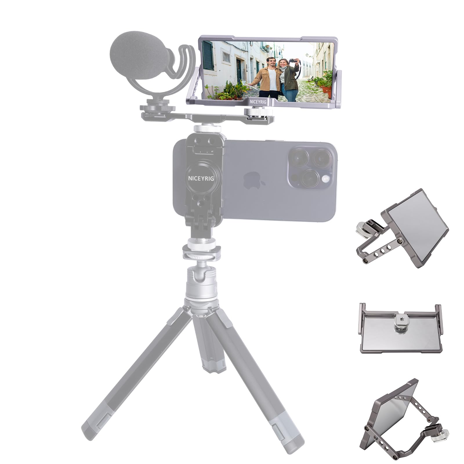 NICEYRIG Miroir Universel Pliable pour Smartphone avec écran Rabattable - Compatible avec la Plupart des téléphones intelligents, Clips de téléphone, appareils Photo Reflex numériques et microslr -