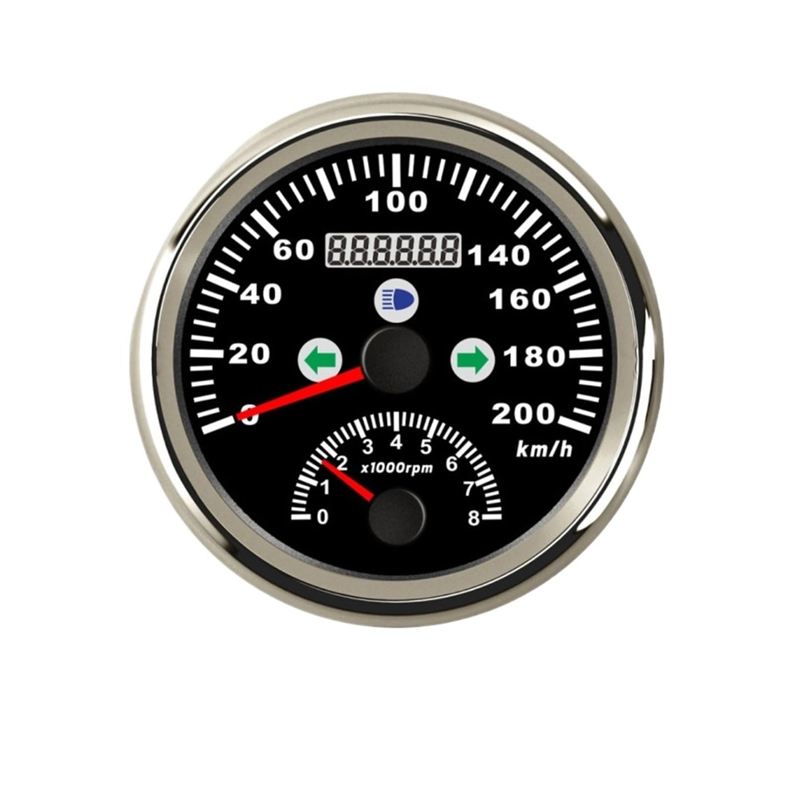Tachimetro GPS Per Auto E Barche - Display LCD 85mm, 0-200 Km/h, 0-8000 Giri, Impermeabile IP67, 12V/24V