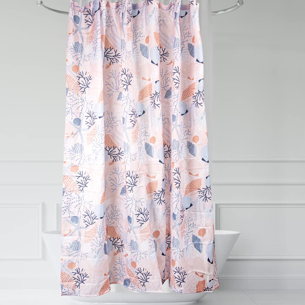 Anko Australia Bathroom Shower Curtain with 12 Rings | Waterproof Polyester Material | 5.9x5.9 ft | Water Resistant Curtain for Bathroom/Bathtub/Balcony/Hotel/Spa | 1 Piece Seashell Print Shower Curtain