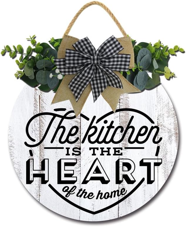 Letrero con texto en inglés "The Kitchen is The Heart of the Home", decoración de pared de cocina de granja, decoración de pared de cocina, redondo,