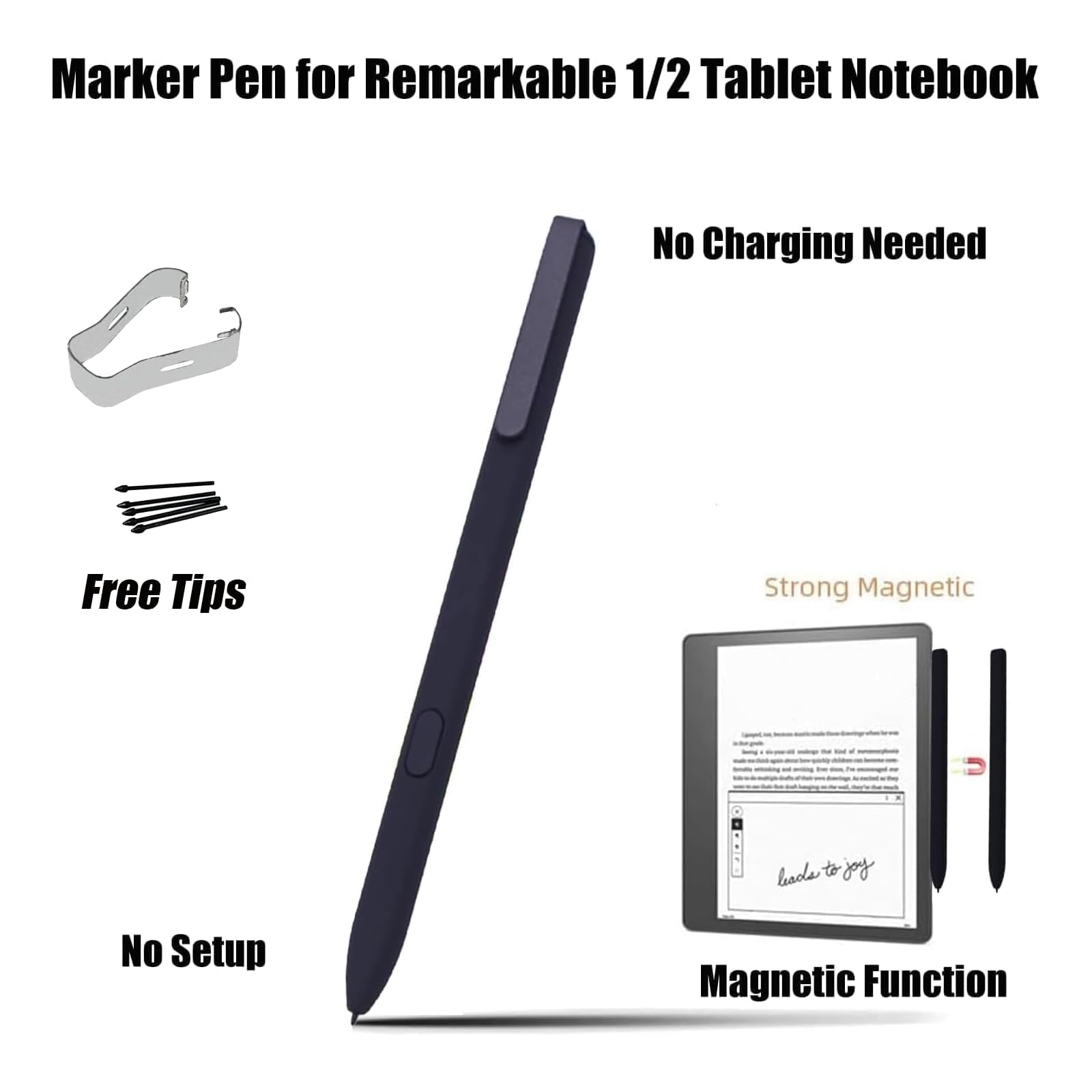Lápiz para Remarkable 2 y 1 - Stylus, Pencil y Marker Pen Compatible con Remarkable 1/2, Negro