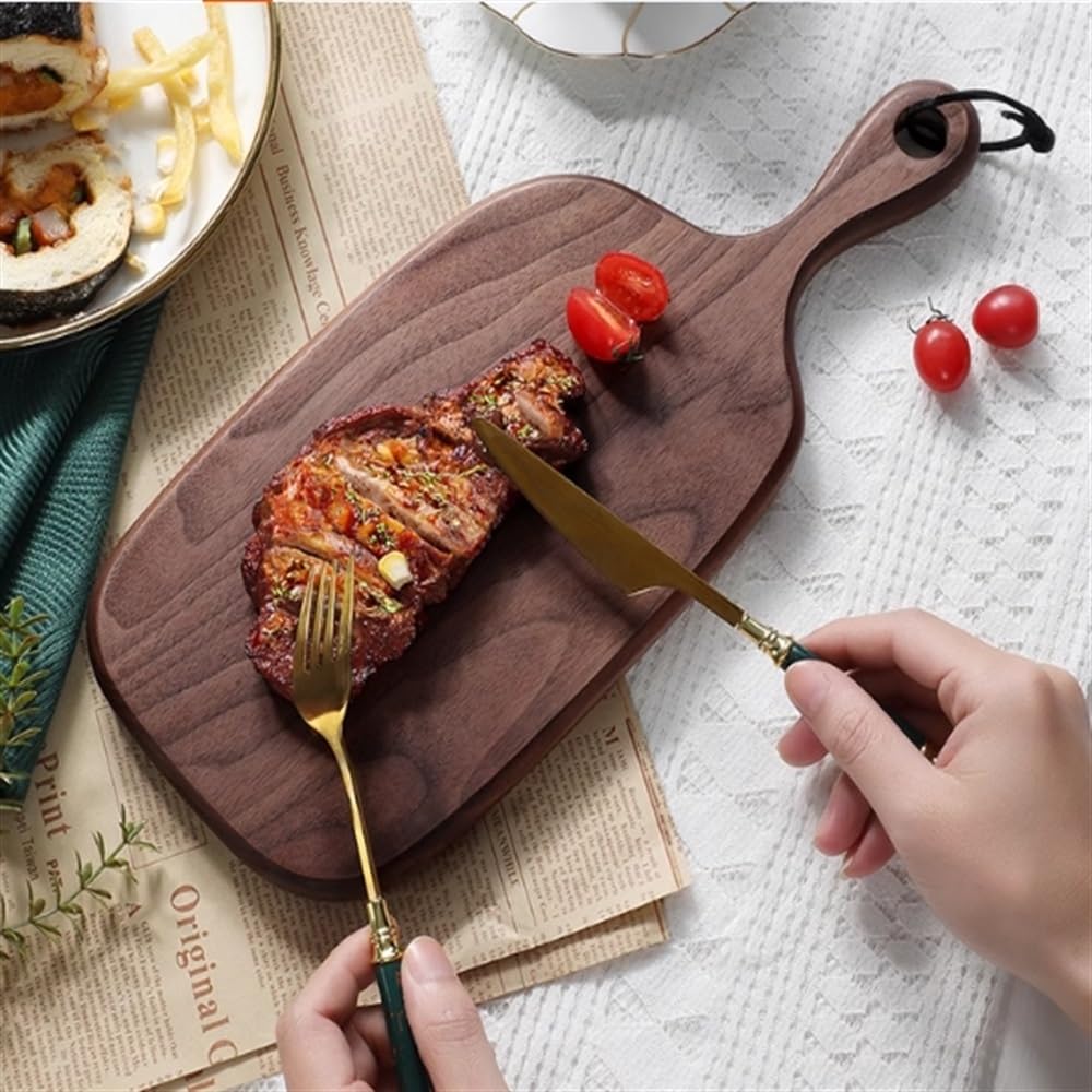 Küchen-Steakbrett Hölzerner Steak-Essteller, Home-Pizza-Teller, Brotteller, Tablett, Snack-Teller, Steak-Schneidebrett, Western-Food-Serviertablett(16x35cm)