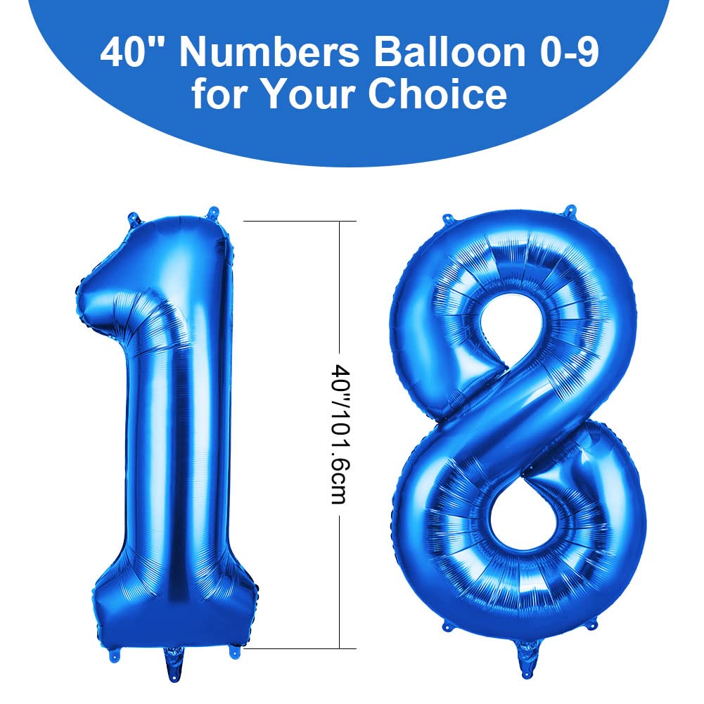 Palloncino foil numero 8 confezionato di colore blu 100 cm