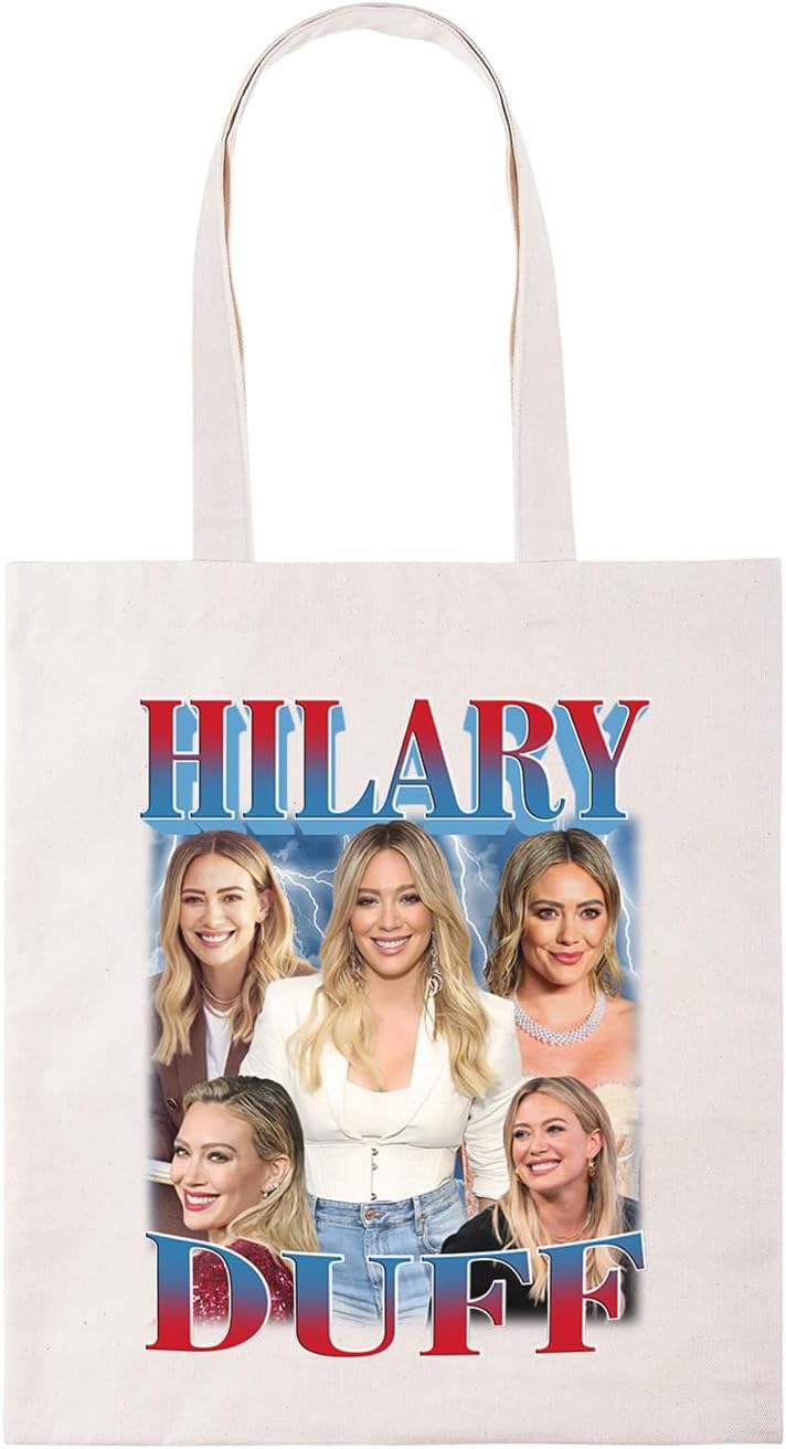– Hilary pop Duff, meme iconic trendy lizzie meme mcguire 2000s 90s retro vintage tote bag cotton shopper shopping bags reusable