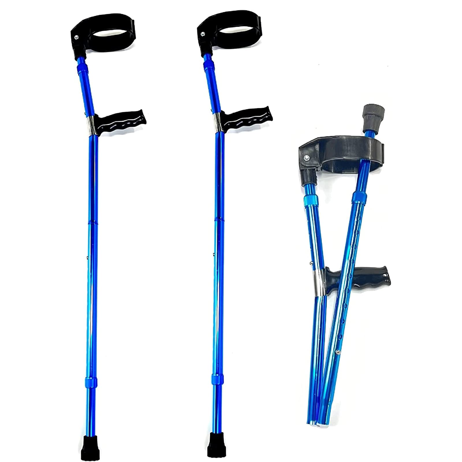 Muletas 1 par de muletas de antebrazo para adultos con puño completo ajustable, muletas de brazo de altura ajustable ligeras, bastón de aluminio para caminar para viajar o trabajar para Caminar