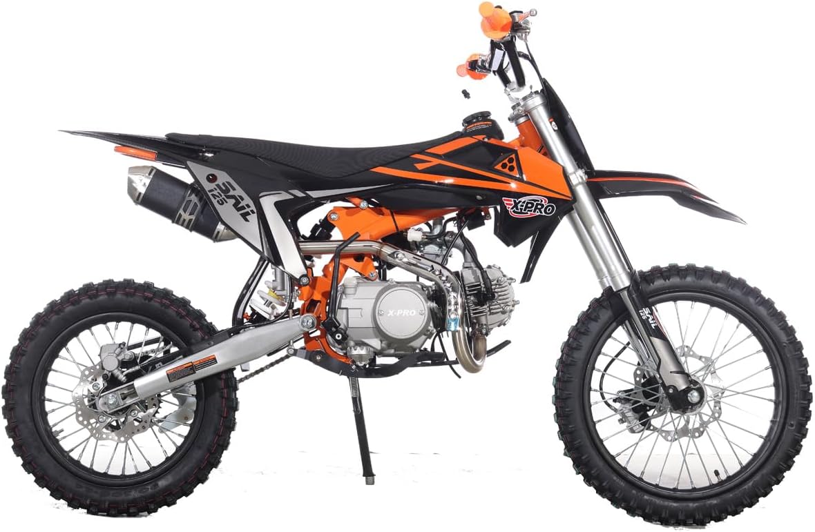 X-PRO Sail 125cc Zongshen Brand Engine Dirt Bike with 4-speed Manual Transmission! Kick Start, Big 17"/14" Tires! (Orange)