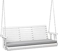 Vista 15 de VINGLI Columpio de Porche Exterior de 4 Pies, Columpios de Patio de Madera Resistente con Capacidad de 880 Libras con Cojines, Banco Colgante