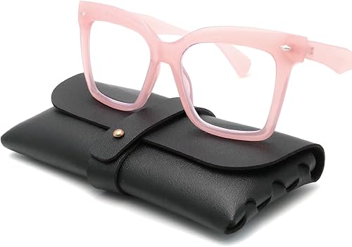 Miniatura 8 de HGIOOIGH Gafas de lectura de gran tamaño para mujer, diseño cuadrado y con bloqueo de luz azul, lentes de diseño de moda