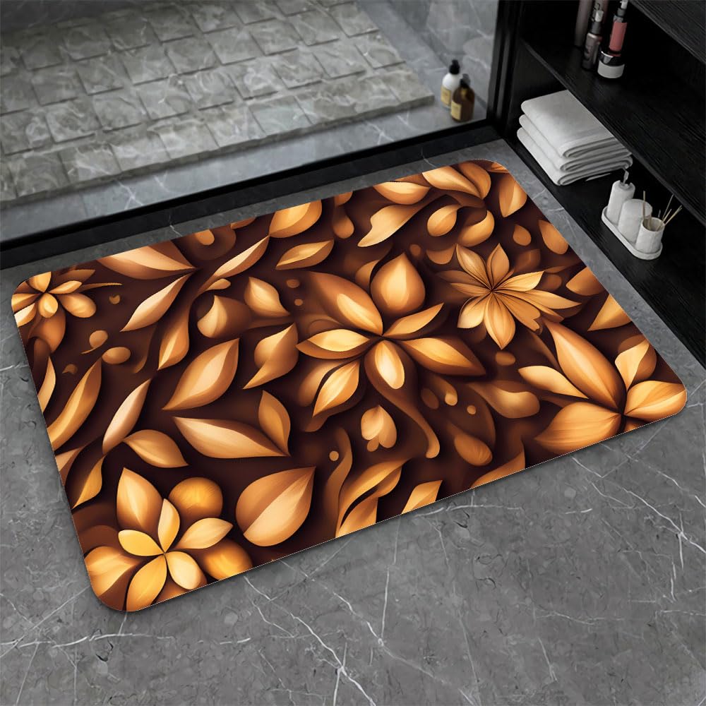 Alfombra de baño diatomeas geométrica en negro y dorado