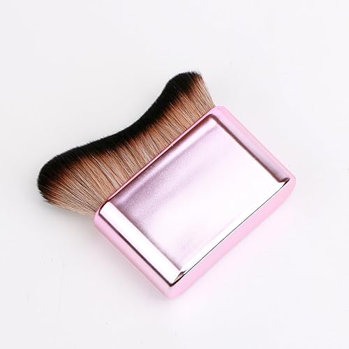 Miniatura 7 de Yoseng Cepillo autobronceador para el cuerpo, cepillo autobronceador con cerdas veganas onduladas, mango de oro rosa rosa, cepillo de maquillaje