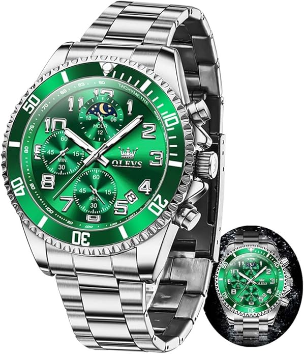 OLEVS Mens Watches Chronograph Watch Luxury Dress Stainless Steel Waterproof Watches for Men