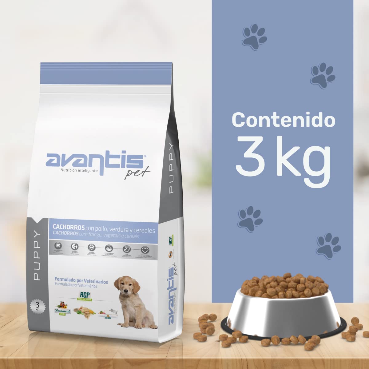 Avantis Pet Puppy - Cibo per Cani Cuccioli di Qualsiasi Razza - 3 kg - Cibo adatto per Mamme Incinte e Allattanti - Altamente Digestivo con Pollo, Verdura e Cereali (Confezione da 2)