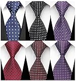 YanLen Pack of 6 Classic Men's Silk Polyester Tie Necktie Woven JACQUARD Neck Ties