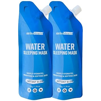 BioMiracle Water Sleeping Mask 2 Pack - Hydrating Overnight Gel Mask for Deep Moisture & Radiant Skin - Lightweight and Non-Greasy for All Skin Types - 50g