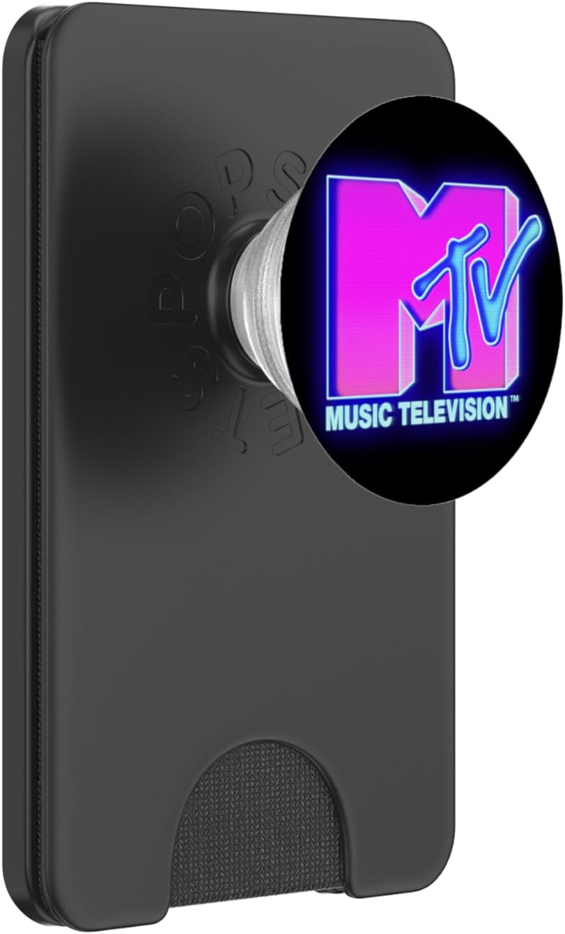 MTV Hot Pink And Blue Neon Sign Logo PopSockets PopWallet for MagSafe