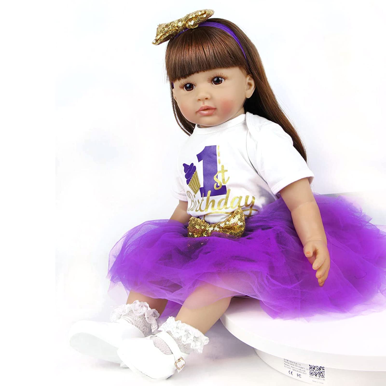 ZIYIUI Reborn 61 cm Reborn Baby Dolls Girl winyl miękki silikon prawdziwe życie ręcznie robione noworodek realistyczna dziewczyna w fioletowej sukience niemowlęta lalka chłopiec i dziewczynka zabawki