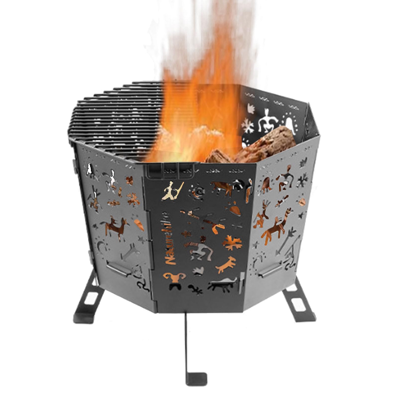 Eiwitany Stainless Steel Camping Stove - Folding Wood Burning Backpacking Stove For Picnic, Bbq, Outdoor Cooking, Lightweight