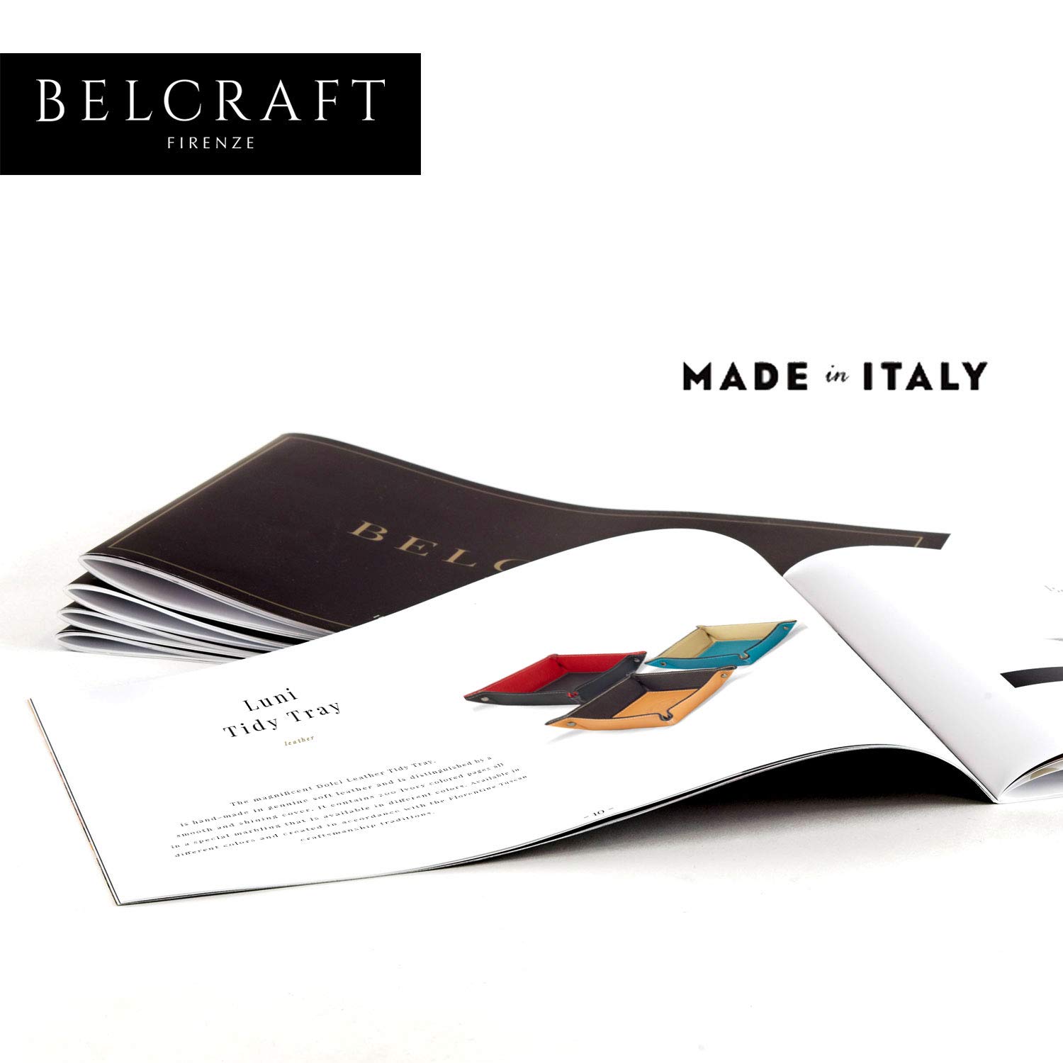 Belcraft Luni vaciabolsillos de Piel Italiana, Hecho a Mano, Color Azul (28x19 cm)