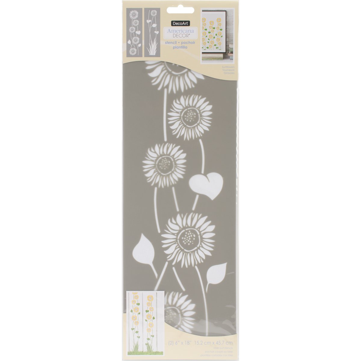 Deco Art ADS304-K Americana Decor Stencil, Multi-Colour, 6 x 18-Inch, Pack of 2