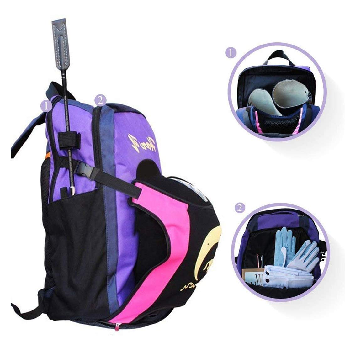 TentHome Borsa da equitazione Borsa per scarpe professionale con scomparto per casco Zaino Genitore Bambino per Casco Stivali da equitazione