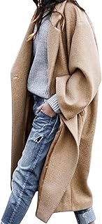 VEMOW Moda mujer Color sólido prendas de vestir invierno manga larga solapa chaqueta larga gabardina con chaqueta Militar ...