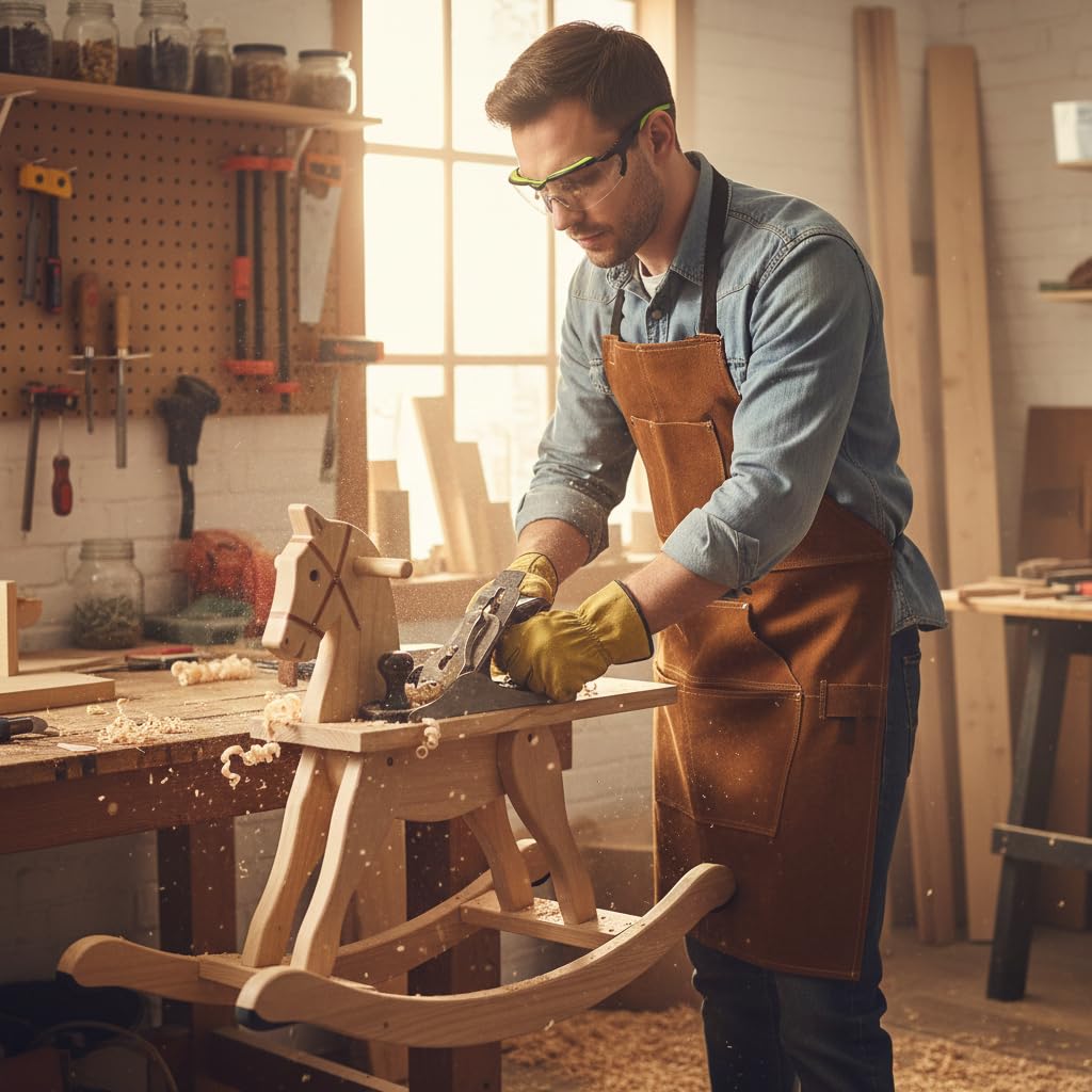 BWOLF SMITH Grembiule Saldatore in Pelle per Lavoro di Legno | Grembiule per Falegname con 6 Tasche | Grembiule per Saldatura e Resistente | Resistente al Calore | Regolabile