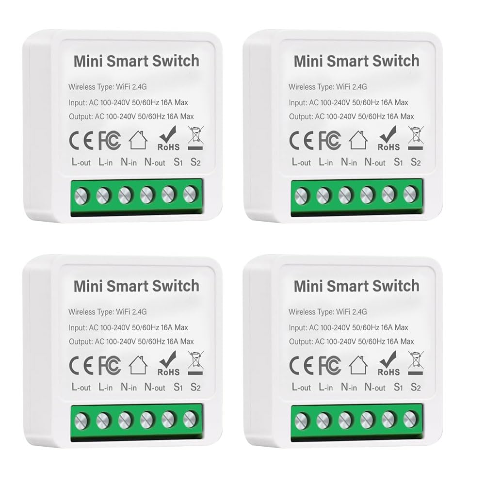4Pcs Interruptor Inteligente Wifi, Interruptor Wifi Smart Life Compatible con Alexa y Google Home, Función de Temporizador Interruptores Inteligentes