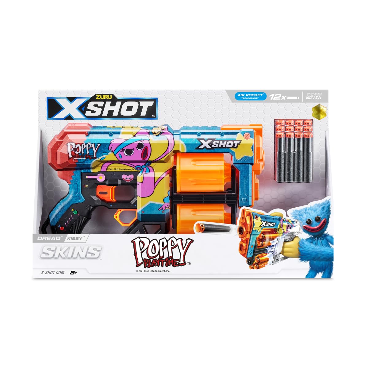 XShot Skins Dread Poppy Playtime S1 Kissy, Air Pocket Dart Technology, Toy Foam Dart Blaster for Kids, Teens, Adults,Boys & Girls, Outdoor Action Gun Games,Gift for Kids Ages 8+