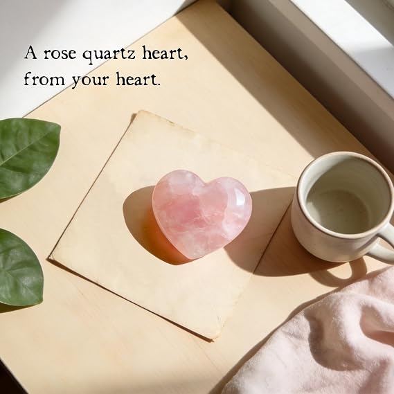 Gift for Girlfriend My Rock Rose Quartz Heart Pocket Hug, Natural Crystal Love Stone Keepsake with Message Card & Gift Box, Love Gift from Boyfriend