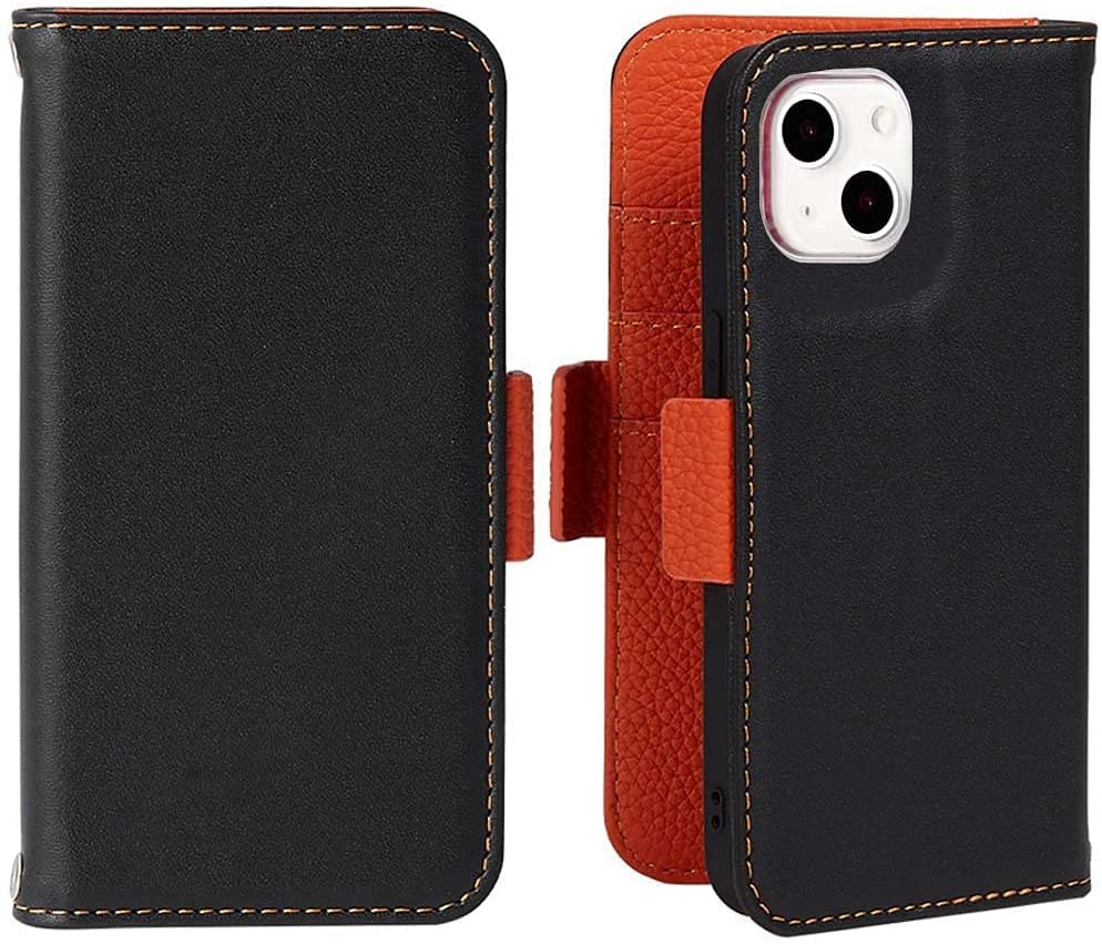 Funda iPhone 13 2021 carcasa tipo libro con tapa y tarjetero negro